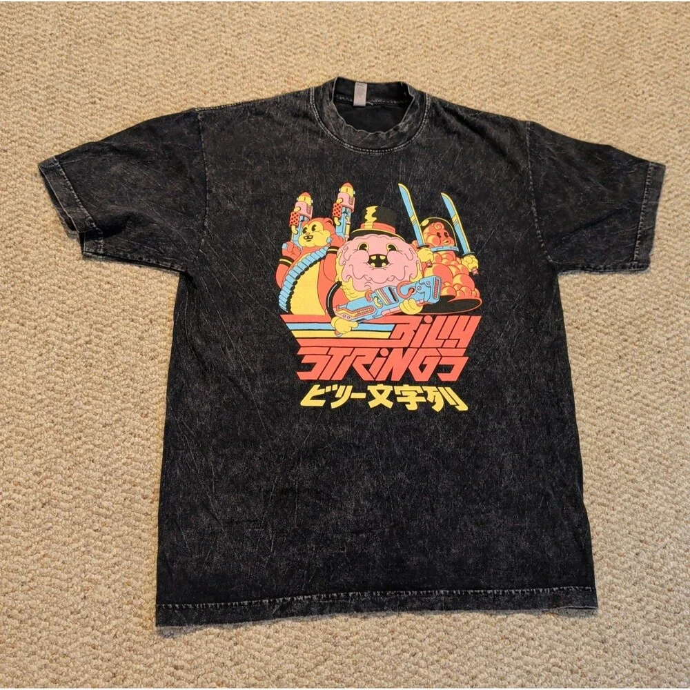 Billy Strings T Shirt Medium Black Acid Washed 6.5 Ounce Dave Arcade